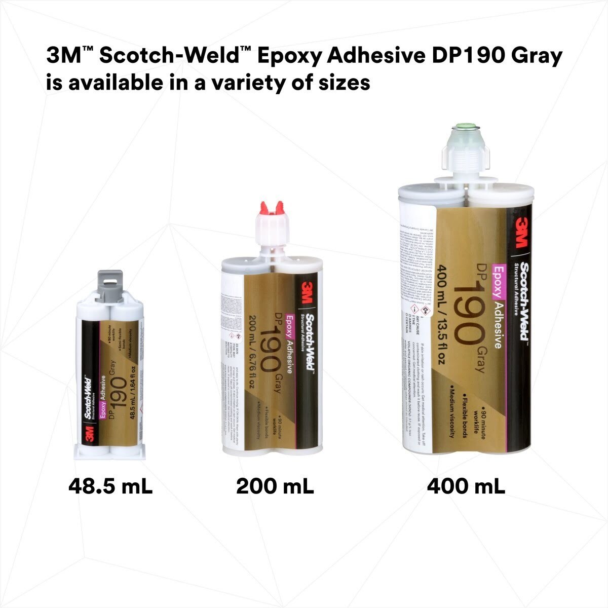 3M Scotch-Weld Epoxy Adhesive DP190, Gray, 400 mL Duo-Pak (DP190) (7100076722)  - (6Pack) - 8