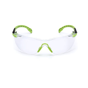 3M S1201SGAF Solus 1000 Safety Glasses, Clear Polycarbonate Lens, Scotchgard Anti-Fog Anti-Scratch, Green/Black Half-Frame, Padded Temples, Soft Nosebridge, ANSI Z87.1 UV Protection (7100079049)  - (20Pack)