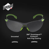 3M S1201SGAF Solus 1000 Safety Glasses, Clear Polycarbonate Lens, Scotchgard Anti-Fog Anti-Scratch, Green/Black Half-Frame, Padded Temples, Soft Nosebridge, ANSI Z87.1 UV Protection (7100079049)  - (20Pack) - 4