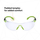 3M S1201SGAF Solus 1000 Safety Glasses, Clear Polycarbonate Lens, Scotchgard Anti-Fog Anti-Scratch, Green/Black Half-Frame, Padded Temples, Soft Nosebridge, ANSI Z87.1 UV Protection (7100079049)  - (20Pack) - 5