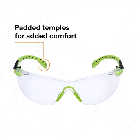 3M S1201SGAF Solus 1000 Safety Glasses, Clear Polycarbonate Lens, Scotchgard Anti-Fog Anti-Scratch, Green/Black Half-Frame, Padded Temples, Soft Nosebridge, ANSI Z87.1 UV Protection (7100079049)  - (20Pack) - 5