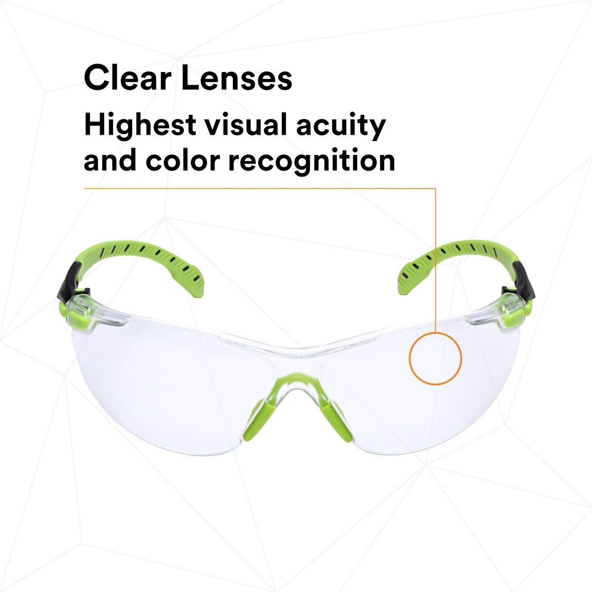 3M S1201SGAF Solus 1000 Safety Glasses, Clear Polycarbonate Lens, Scotchgard Anti-Fog Anti-Scratch, Green/Black Half-Frame, Padded Temples, Soft Nosebridge, ANSI Z87.1 UV Protection (7100079049)  - (20Pack) - 6