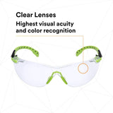 3M S1201SGAF Solus 1000 Safety Glasses, Clear Polycarbonate Lens, Scotchgard Anti-Fog Anti-Scratch, Green/Black Half-Frame, Padded Temples, Soft Nosebridge, ANSI Z87.1 UV Protection (7100079049)  - (20Pack) - 6