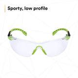 3M S1201SGAF Solus 1000 Safety Glasses, Clear Polycarbonate Lens, Scotchgard Anti-Fog Anti-Scratch, Green/Black Half-Frame, Padded Temples, Soft Nosebridge, ANSI Z87.1 UV Protection (7100079049)  - (20Pack) - 10
