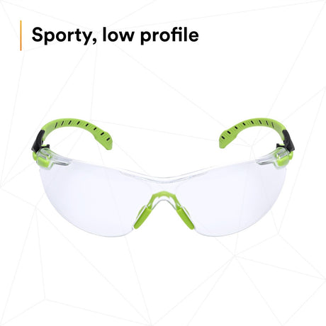 3M S1201SGAF Solus 1000 Safety Glasses, Clear Polycarbonate Lens, Scotchgard Anti-Fog Anti-Scratch, Green/Black Half-Frame, Padded Temples, Soft Nosebridge, ANSI Z87.1 UV Protection (7100079049)  - (20Pack) - 10