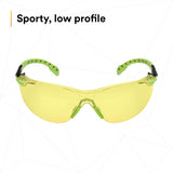 3M S1203SGAF Solus Safety Glasses, 1000 Series, Anti-Fog/Anti-Scratch, Amber Lens, Green/Black Frame, ANSI Z87.1 (7100079181)  - (20Pack) - 3