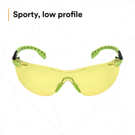 3M S1203SGAF Solus Safety Glasses, 1000 Series, Anti-Fog/Anti-Scratch, Amber Lens, Green/Black Frame, ANSI Z87.1 (7100079181)  - (20Pack) - 3