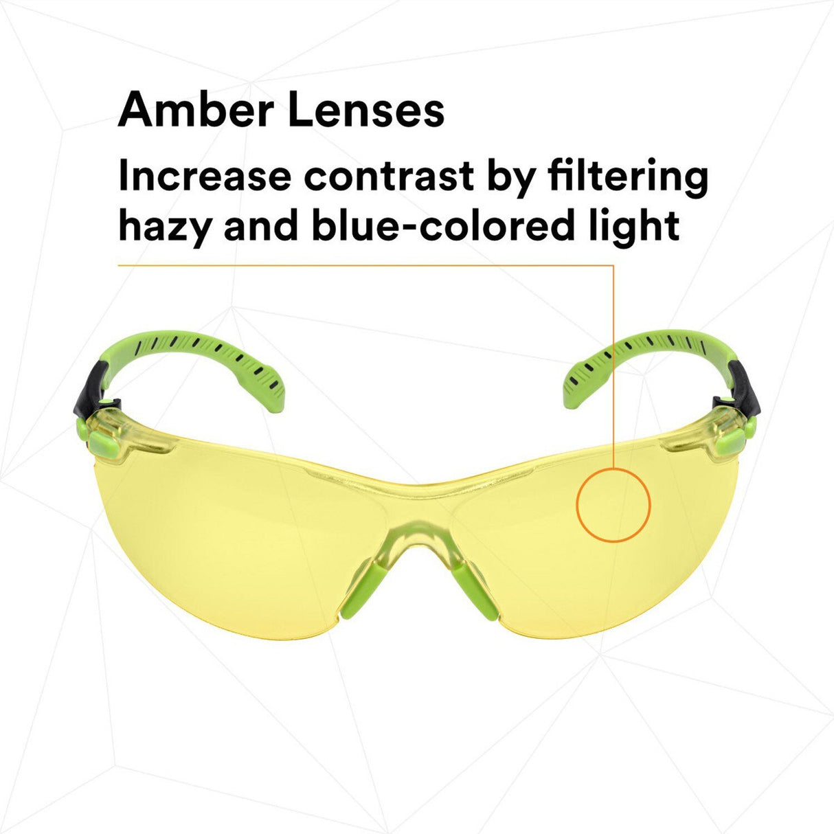3M S1203SGAF Solus Safety Glasses, 1000 Series, Anti-Fog/Anti-Scratch, Amber Lens, Green/Black Frame, ANSI Z87.1 (7100079181)  - (20Pack) - 6