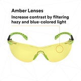 3M S1203SGAF Solus Safety Glasses, 1000 Series, Anti-Fog/Anti-Scratch, Amber Lens, Green/Black Frame, ANSI Z87.1 (7100079181)  - (20Pack) - 6