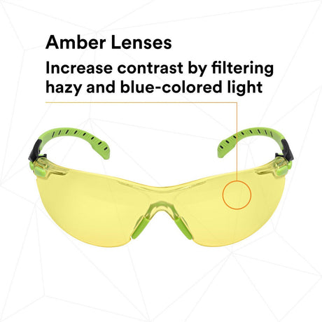 3M S1203SGAF Solus Safety Glasses, 1000 Series, Anti-Fog/Anti-Scratch, Amber Lens, Green/Black Frame, ANSI Z87.1 (7100079181)  - (20Pack) - 6