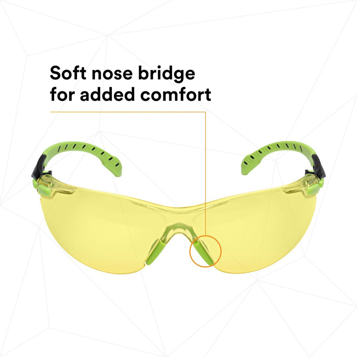 3M S1203SGAF Solus Safety Glasses, 1000 Series, Anti-Fog/Anti-Scratch, Amber Lens, Green/Black Frame, ANSI Z87.1 (7100079181)  - (20Pack) - 8