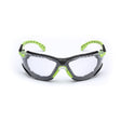 3M S1201SGAF-KT Solus Safety Glasses 1000 Series Scotchgard Anti-Fog, Clear Lens, Green/Black Frame, Removable Foam Gasket and Strap, ANSI Z87 (7100079182)  - (20Pack)