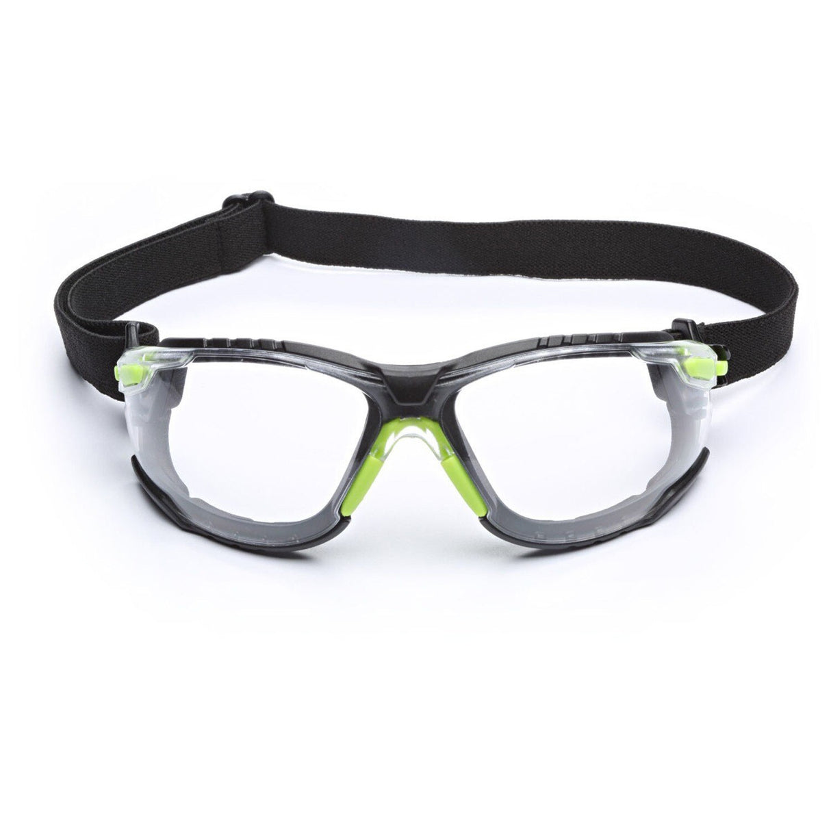 3M S1201SGAF-KT Solus Safety Glasses 1000 Series Scotchgard Anti-Fog, Clear Lens, Green/Black Frame, Removable Foam Gasket and Strap, ANSI Z87 (7100079182)  - (20Pack) - 2