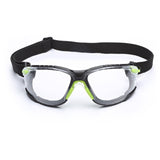 3M S1201SGAF-KT Solus Safety Glasses 1000 Series Scotchgard Anti-Fog, Clear Lens, Green/Black Frame, Removable Foam Gasket and Strap, ANSI Z87 (7100079182)  - (20Pack) - 2