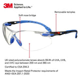 3M S1101SGAF Solus Safety Glasses, 1000 Series, Clear Lens, Blue/Black Frame, ANSI Z87 Impact Rated, Anti-Fog (7100079183) - 9