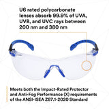 3M S1101SGAF Solus Safety Glasses, 1000 Series, Clear Lens, Blue/Black Frame, ANSI Z87 Impact Rated, Scotchgard Anti-Fog (7100079183)  - (20Pack) - 10