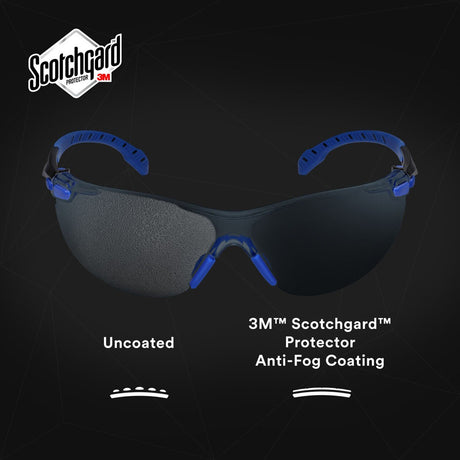 3M S1102SGAF Solus 1000 Series Safety Glasses, Gray Lens, Blue/Black Frame, Scotchgard Anti-Fog, ANSI Z87 UV Protection (7100079184)  - (20Pack) - 4