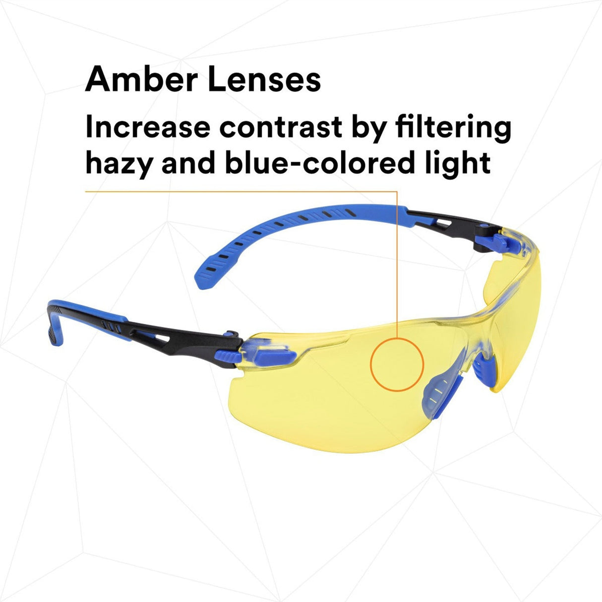 3M S1103SGAF Solus Safety Glasses 1000 Series Anti-Fog Amber Lens Blue/Black Frame ANSI Z87.1 (7100079185)  - (20Pack) - 6