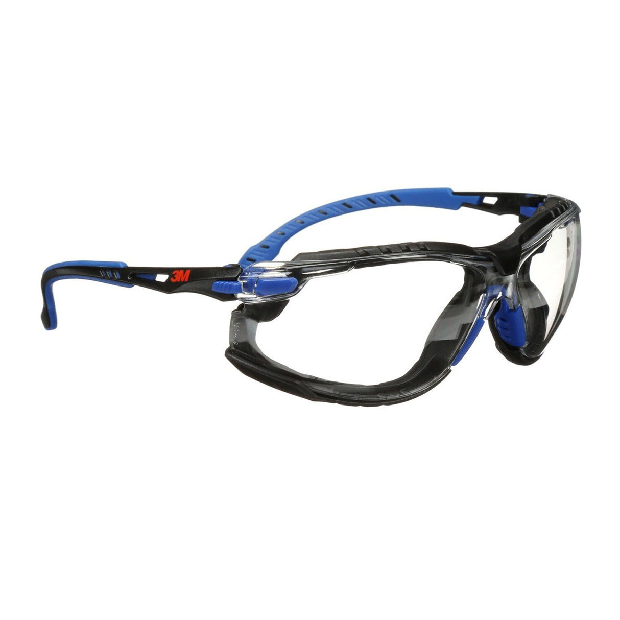 3M Solus Safety Glasses 1000 Series Scotchgard Anti-Fog Clear Lens Blue/Black Frame Removable Foam Gasket and Strap (27189) (7100079186)  - (20Pack) - 3