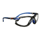 3M Solus Safety Glasses 1000 Series Scotchgard Anti-Fog Clear Lens Blue/Black Frame Removable Foam Gasket and Strap (27189) (7100079186)  - (20Pack) - 3