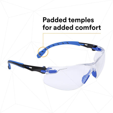 3M Solus Safety Glasses 1000 Series Scotchgard Anti-Fog Clear Lens Blue/Black Frame Removable Foam Gasket and Strap (27189) (7100079186)  - (20Pack) - 7