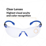 3M Solus Safety Glasses 1000 Series Scotchgard Anti-Fog Clear Lens Blue/Black Frame Removable Foam Gasket and Strap (27189) (7100079186)  - (20Pack) - 8