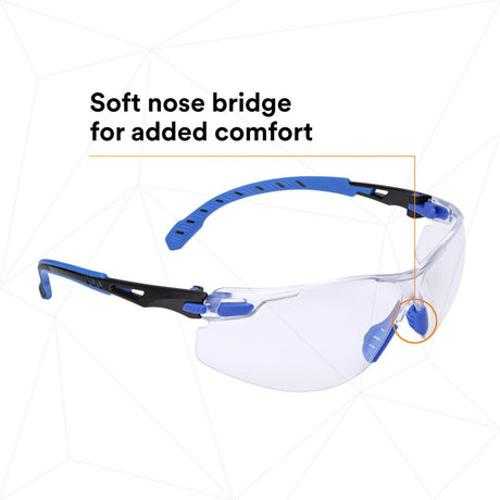 3M Solus Safety Glasses 1000 Series Scotchgard Anti-Fog Clear Lens Blue/Black Frame Removable Foam Gasket and Strap (27189) (7100079186)  - (20Pack) - 10