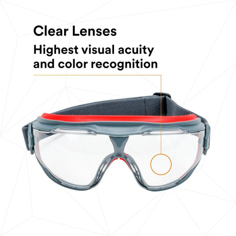 3M GG501SGAF GoggleGear 500 Series Safety Goggles, Clear Lens, Anti-Fog, Indirect Ventilation, Adjustable Cloth Strap, D3/D4 Rated ANSI Z87.1-2015 (7100079187) (1 Pair)  - (10Pack) - 8