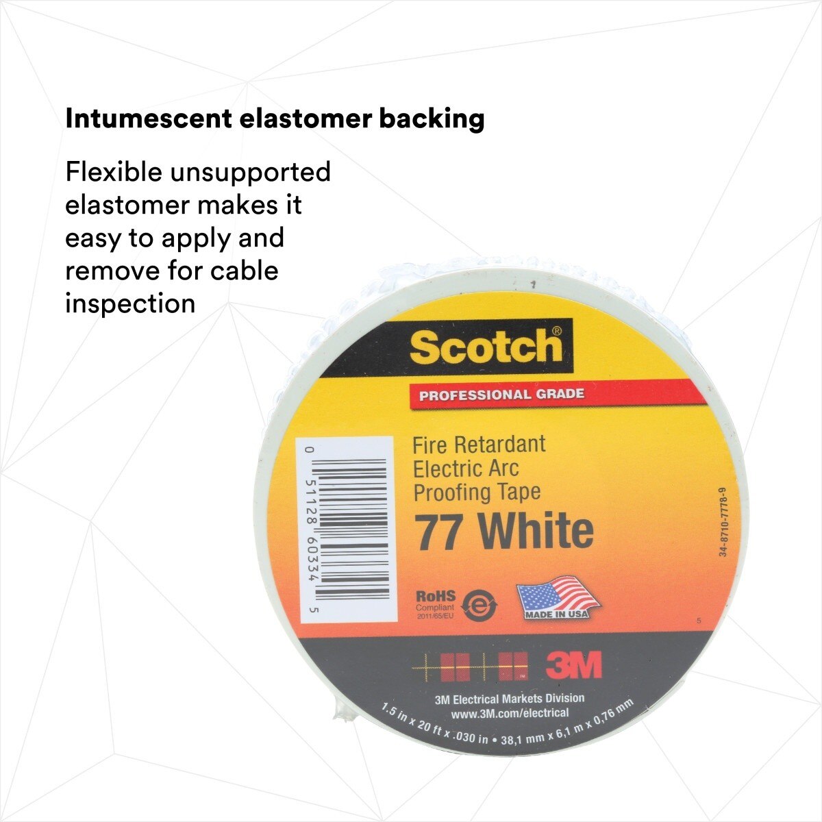 3M 77W-1.5X20FT Scotch Fire Retardant Electric Arc Proofing Tape 77W, 1-1/2 in x 20 ft, White Gray (7100080070)  - (10Pack) - 4