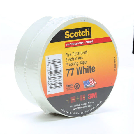 3M 77W-1.5X20FT Scotch Fire Retardant Electric Arc Proofing Tape 77W, 1-1/2 in x 20 ft, White Gray (7100080070)  - (10Pack) - 7
