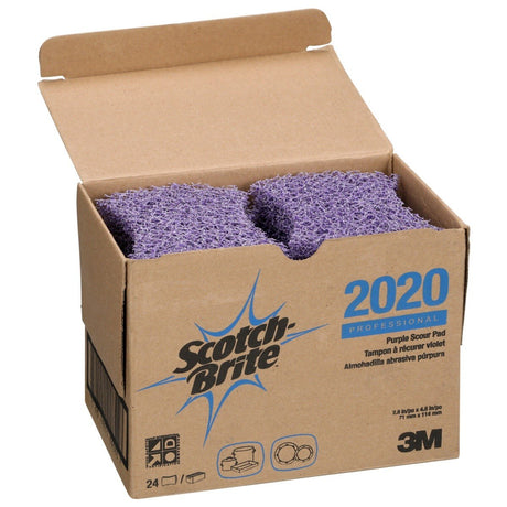 3M Scotch-Brite Purple Scouring Pad 2020, 2-13/16 in x 4-1/2 in (7100080174) (24 Pack) - 2