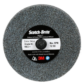3M DP-UR Scotch-Brite Roloc Deburr & Finish PRO Unitized Wheel, 6C Medium+, TR, 3 in x 1/4 in (7100081365) (40 Pack)