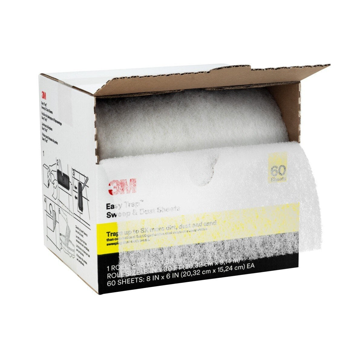 3M Sweep and Dust Sheets, White, 8 in x 6 in, Disposable Floor Duster for Dry or Wet Surfaces (7100081546) (480 Pack) - 2