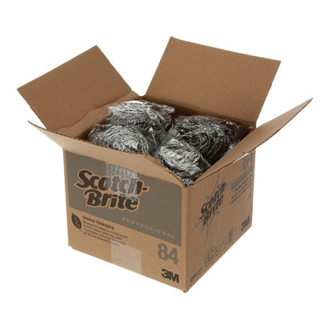3M 84 Scotch-Brite Stainless Steel Scrubber , heavy-duty metal scrub ball for pots, pans and grills (7100083743)  - (12Pack) - 6