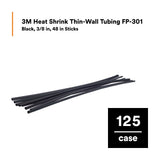 3M FP-301-3/8-48"-Black Heat Shrink Thin-Wall Tubing, 48 in Length (7100086437) (125 Pack) - 5