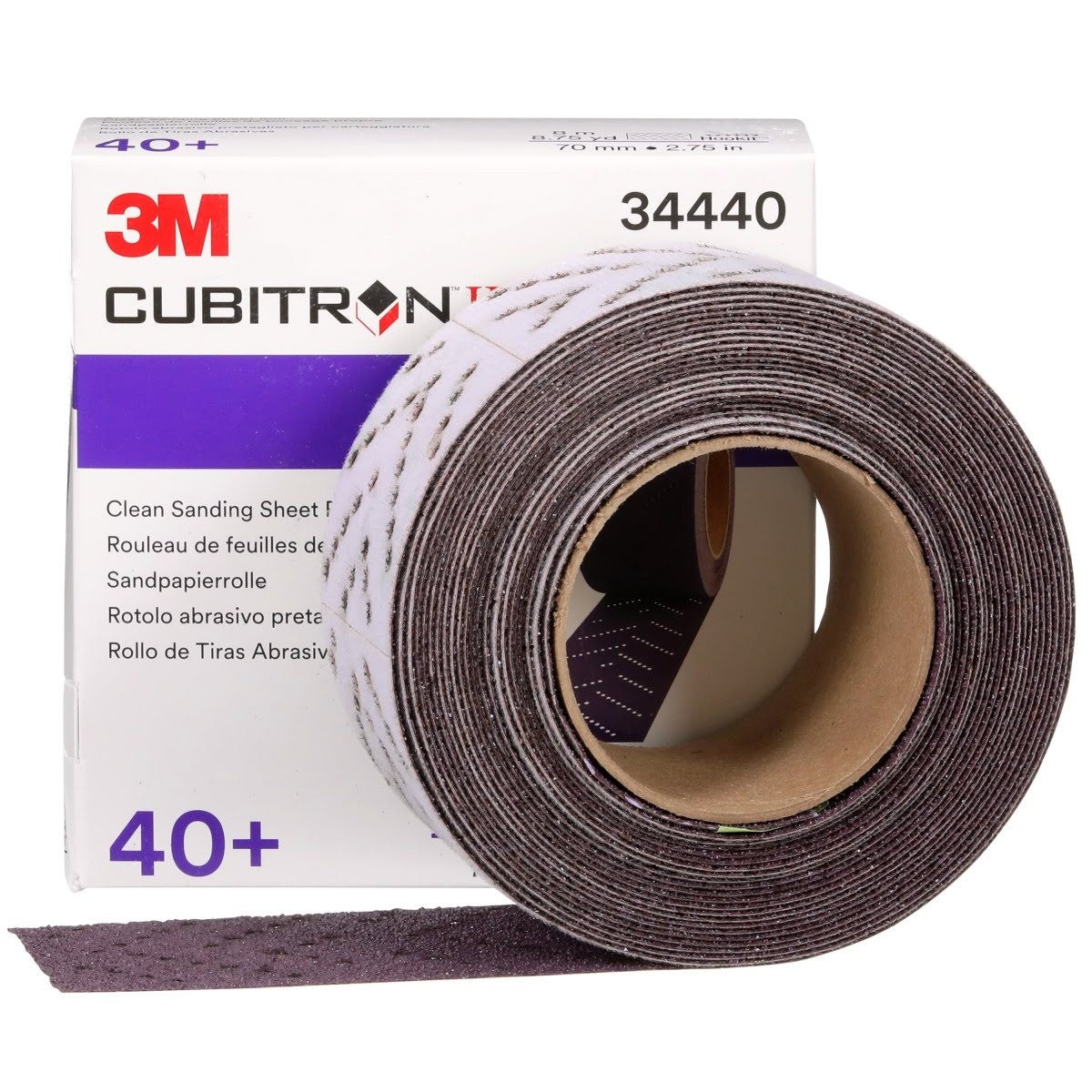 3M 737U Cubitron II Hookit Clean Sanding Abrasive Sheet Roll, Multi-Hole, 40+, Purple, 70 mm x 8 m (34440) (7100086671)  - (5Pack) - 9