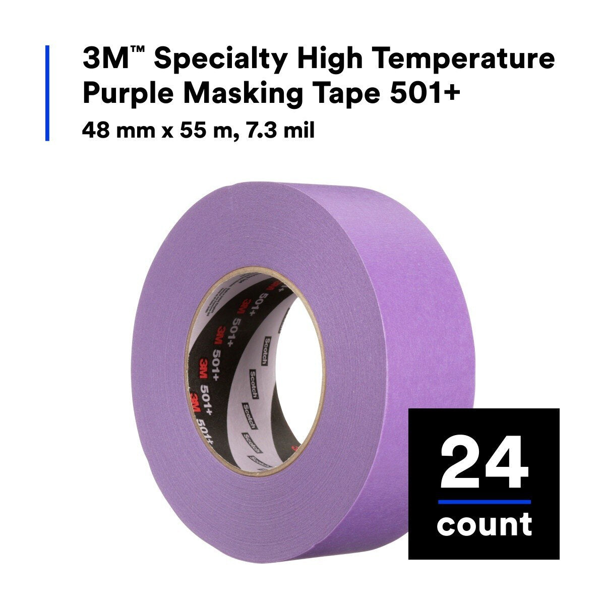 3M 501+ Scotch Specialty High Temperature Masking Tape, Purple, 48 mm x 55 m (7100086764) (24 Pack) - 4