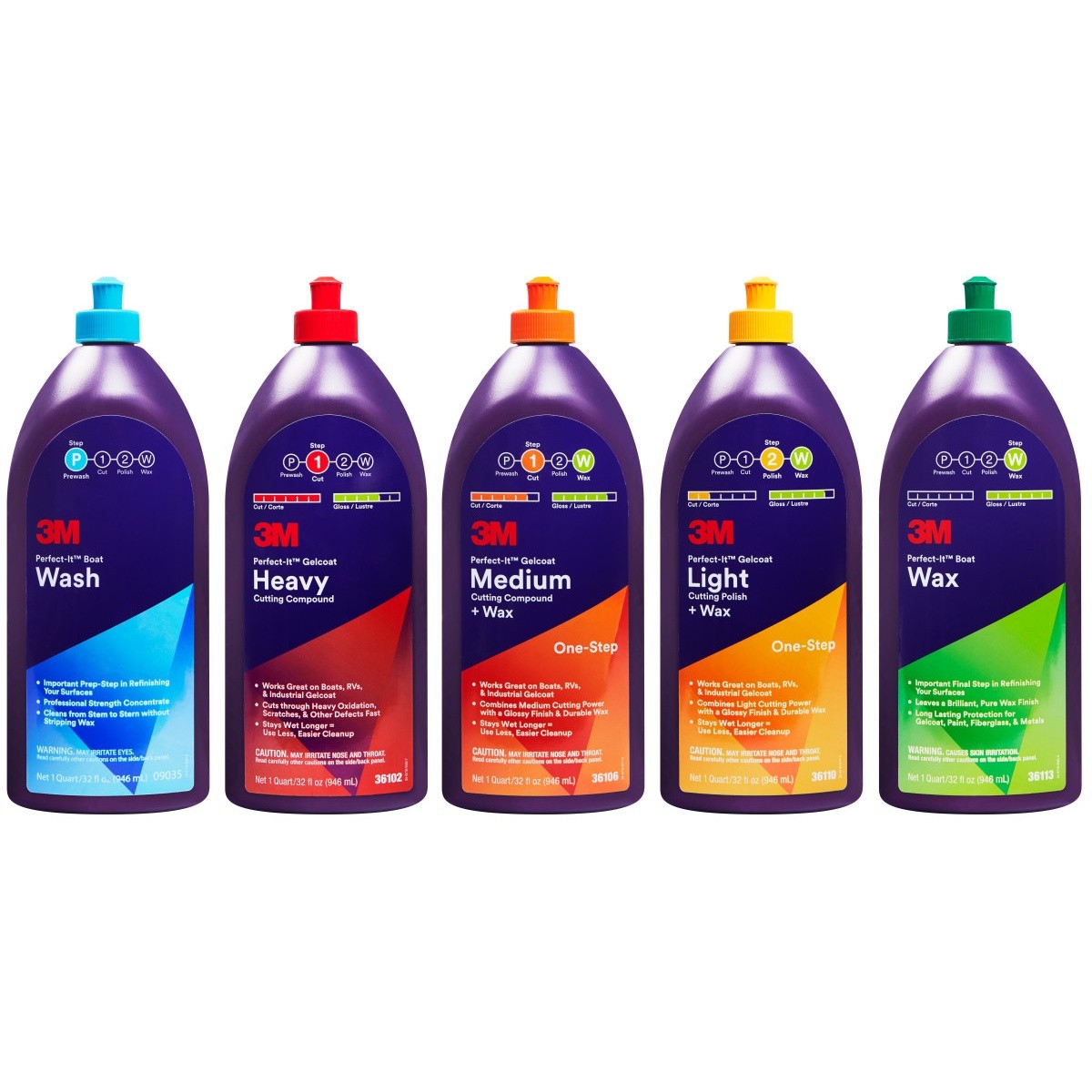 3M 36113 Perfect-It Boat Wax 1 Quart 32 fl oz Carnauba for Gelcoat Paint Fiberglass Metal (7100087468)  - (6Pack) - 3