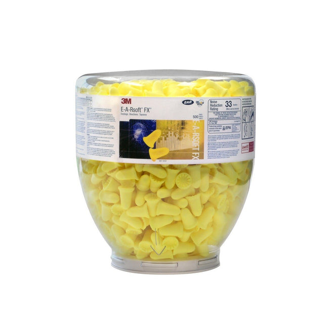 3M 391-1012 E-A-R Dispenser Bottle Refill Earplugs, Uncorded Disposable Foam, NRR 33, Yellow, 500 Pair (7100088422)  - (4Pack)