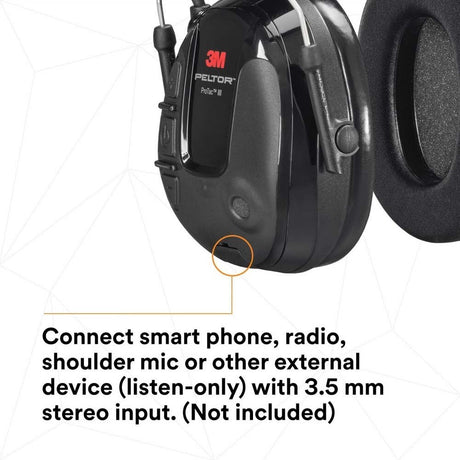 3M MT13H221A ProTac III Electronic Hearing Protector Headset with 3.5 mm External Audio Input and Environmental Listening, Headband, Black (7100088424) - 7