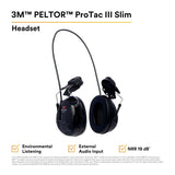 3M MT13H220P3E PELTOR ProTac III Slim Hard Hat Mounted Electronic Hearing Protector with 3.5mm Input Black (7100088455)  - (10 Pack) - 2