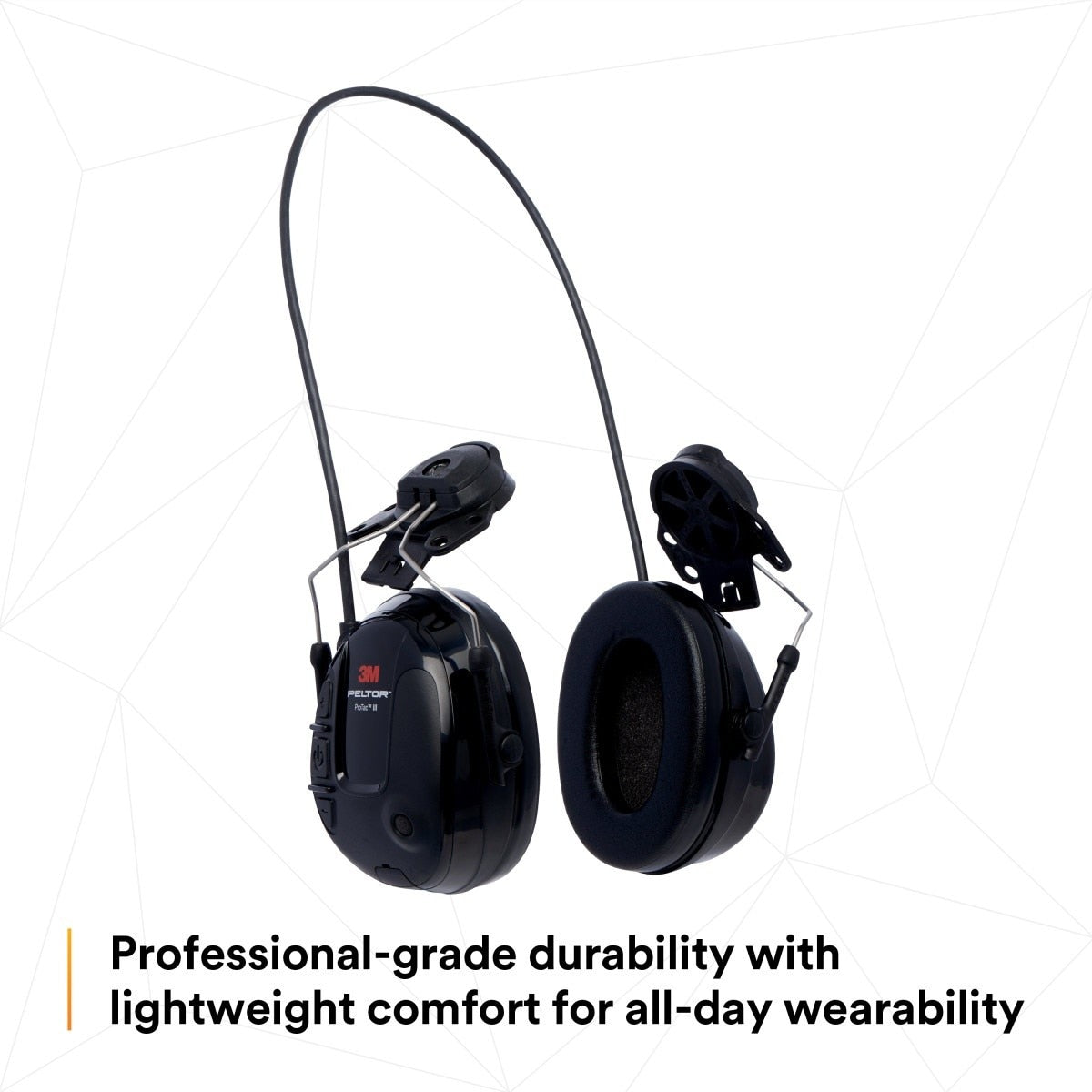 3M MT13H220P3E PELTOR ProTac III Slim Hard Hat Mounted Electronic Hearing Protector with 3.5mm Input Black (7100088455)  - (10 Pack) - 4