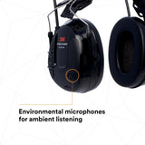 3M MT13H220P3E PELTOR ProTac III Slim Hard Hat Mounted Electronic Hearing Protector with 3.5mm Input Black (7100088455) - 6