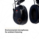 3M MT13H220P3E PELTOR ProTac III Slim Hard Hat Mounted Electronic Hearing Protector with 3.5mm Input Black (7100088455)  - (10 Pack) - 6