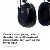 3M MT13H220P3E PELTOR ProTac III Slim Hard Hat Mounted Electronic Hearing Protector with 3.5mm Input Black (7100088455) - 7