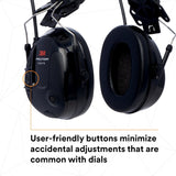 3M MT13H220P3E PELTOR ProTac III Slim Hard Hat Mounted Electronic Hearing Protector with 3.5mm Input Black (7100088455) - 8