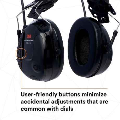 3M MT13H220P3E PELTOR ProTac III Slim Hard Hat Mounted Electronic Hearing Protector with 3.5mm Input Black (7100088455) - 8