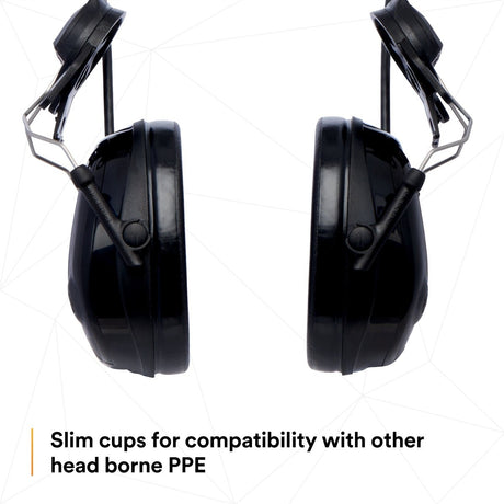 3M MT13H220P3E PELTOR ProTac III Slim Hard Hat Mounted Electronic Hearing Protector with 3.5mm Input Black (7100088455)  - (10 Pack) - 10