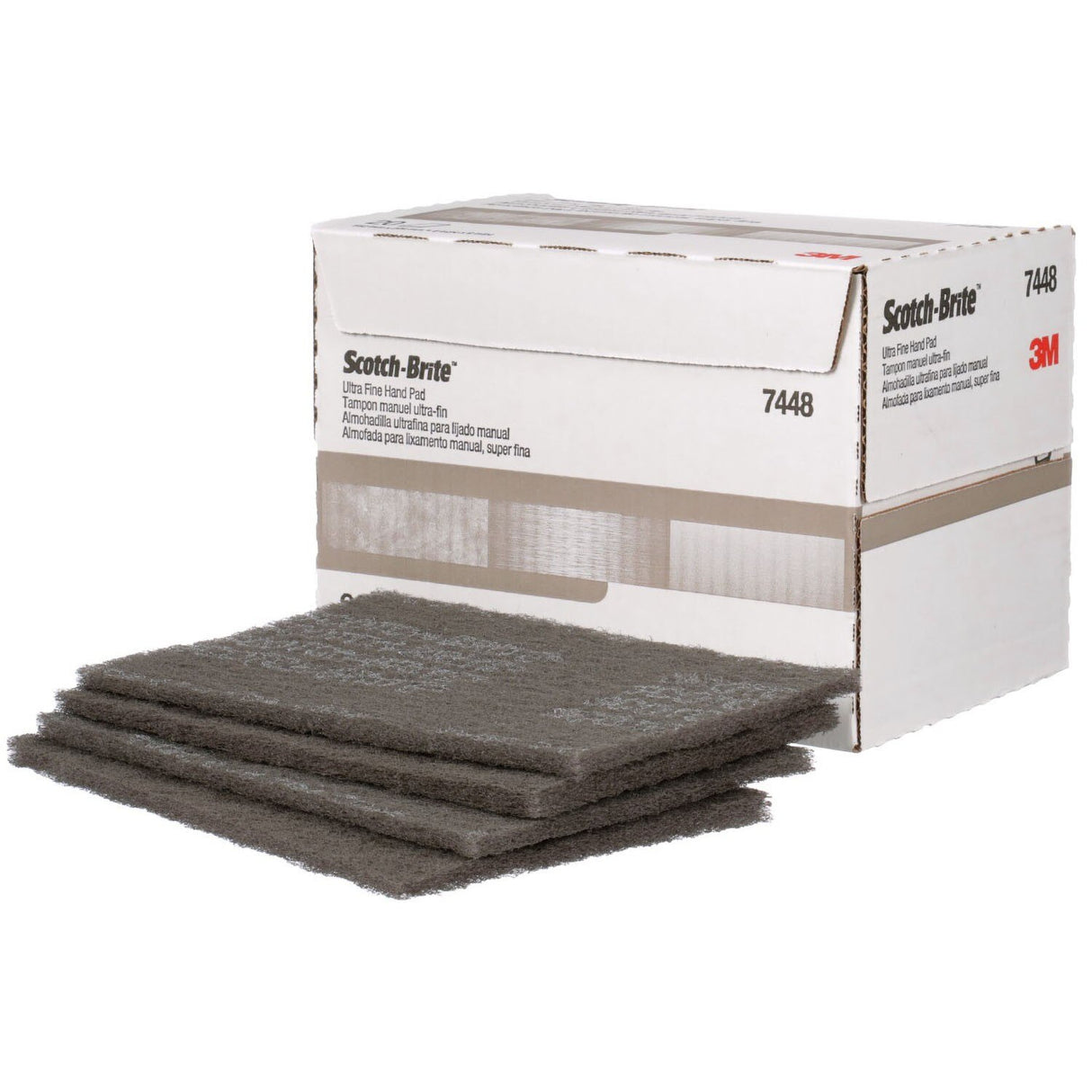 3M HP-HP 7448 Scotch-Brite Ultra Fine Hand Pad, SiC, Gray, 6 in x 9 in (7100089226) (60 Pack) - 6