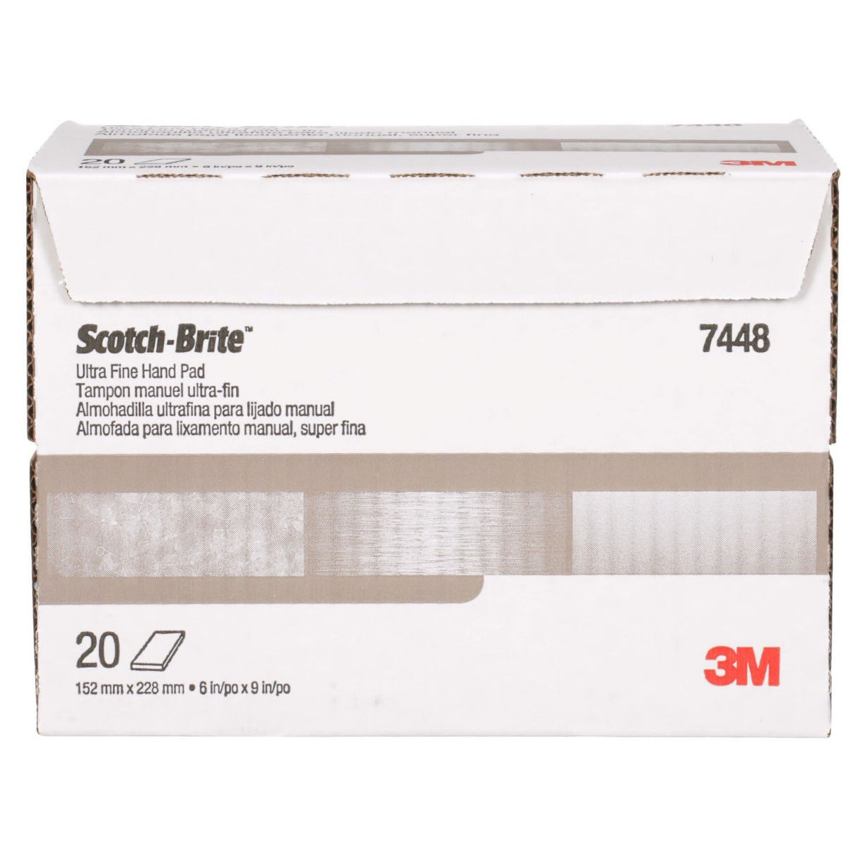 3M HP-HP 7448 Scotch-Brite Ultra Fine Hand Pad, SiC, Gray, 6 in x 9 in (7100089226) (60 Pack) - 9